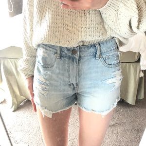 High waisted denim shorts